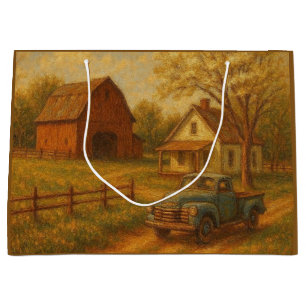 Vintage/rustic spring farm  large gift bag