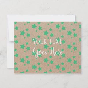 Vintage Rustic Stars Pattern Kraft Paper Green Invitation