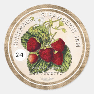 Vintage Rustic Strawberry Jam custom Sticker Label