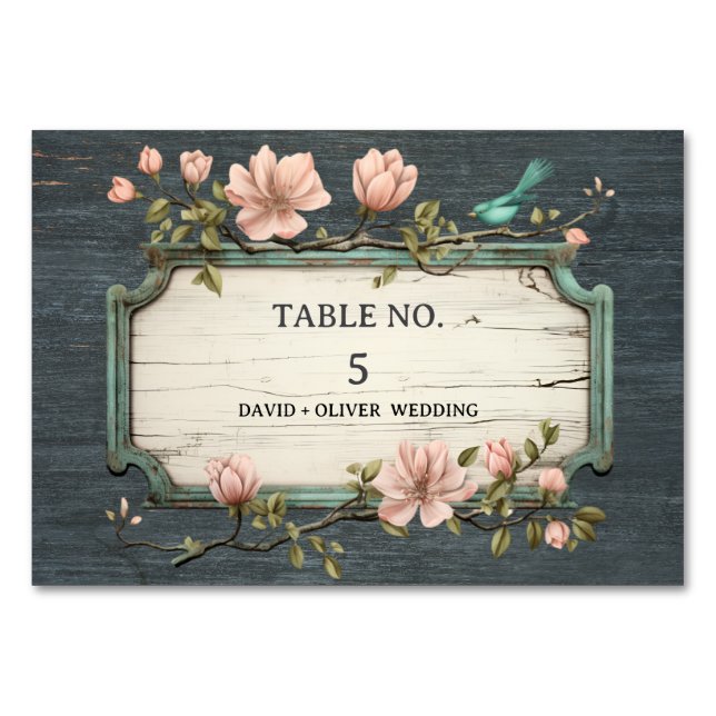  Vintage Rustic Sunflower Floral Wedding Table   Number (Front)