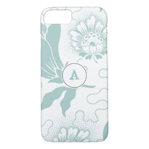 Vintage Rustic Teal Floral Print With Monogram Case-Mate iPhone Case