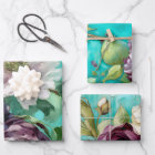 Vintage Rustic Teal & Plum Floral Decoupage Paper 