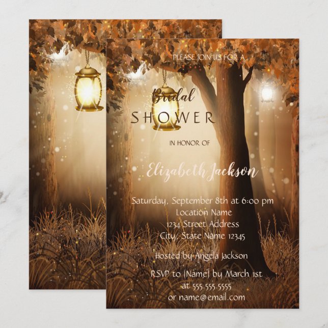 Vintage Rustic Tree  Bridal Shower Invitation (Front/Back)