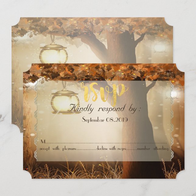 Vintage Rustic Tree   RSVP Invitation (Front/Back)