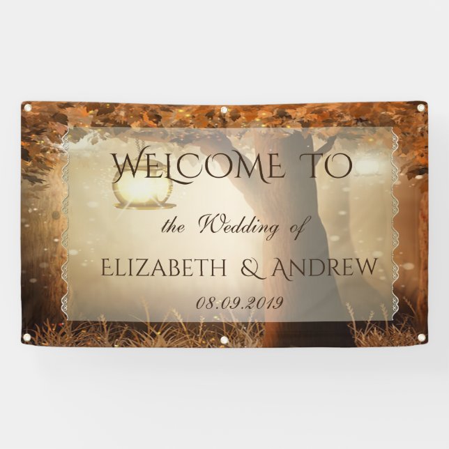Vintage Rustic Tree  Wedding Banner (Horizontal)