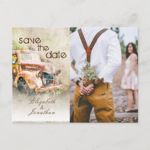 Vintage Rustic Truck Wedding Save The Date Photo A Announcement Postcard