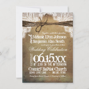 Vintage Rustic Typography Wedding Invitations