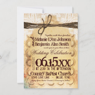 Vintage Rustic Typography Wedding Invitations