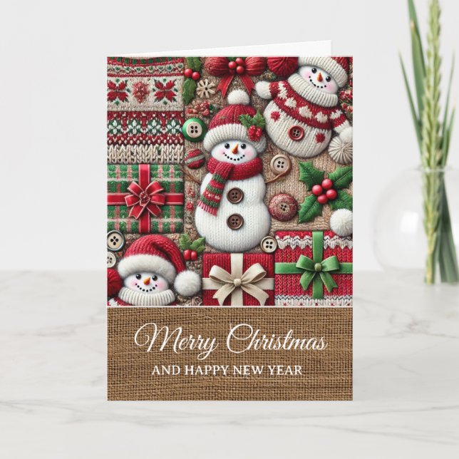 Vintage Rustic Ugly Christmas Sweater Christmas  Card (Front)