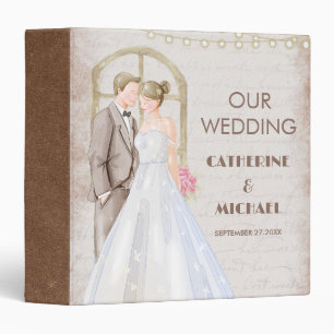 Vintage Rustic Watercolor Romantic String Lights Binder