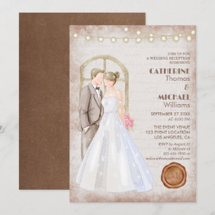 Vintage Rustic Watercolor Romantic String Lights  Invitation