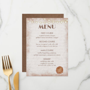 Vintage Rustic Watercolor Romantic String Lights  Menu