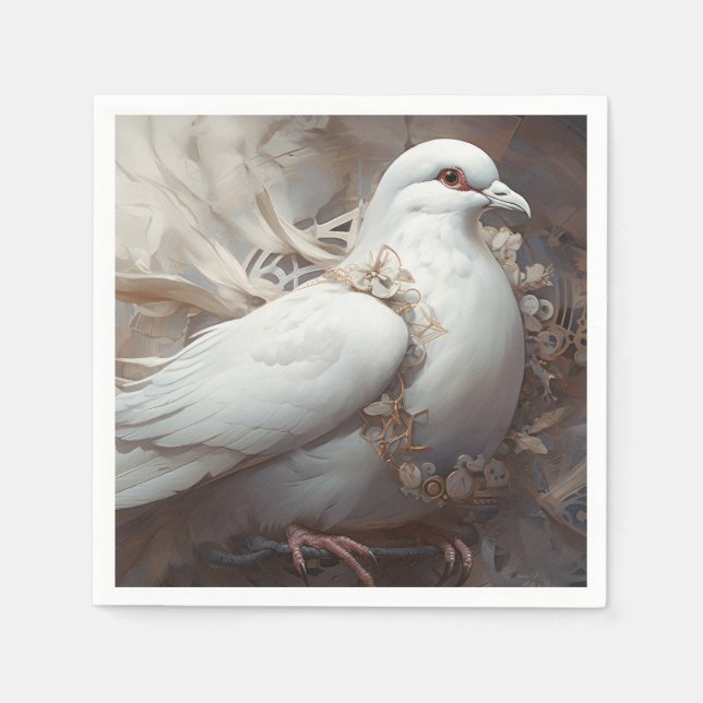 Vintage Rustic Wedding Dove Napkin (Front)