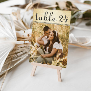 Vintage Rustic Wedding Photo Table Number Card