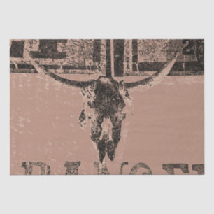 Vintage Rustic Western Bull Skull Brown Distressed Tissue Paper