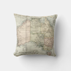 Vintage rustic white green old Australia map Throw Pillow