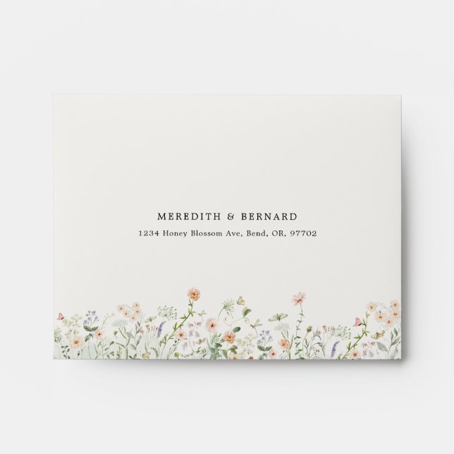 Vintage Rustic Wildflower Self Addressed RSVP Envelope (Front)