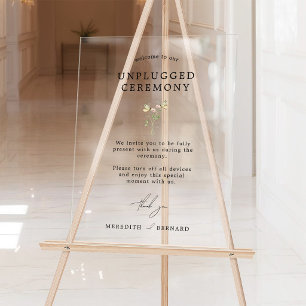 Vintage Rustic Wildflower Unplugged Ceremony Acrylic Sign