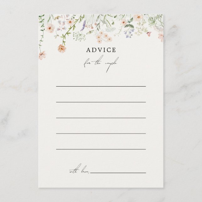 Vintage Rustic Wildflower Wedding Advice Card (Front)