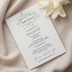 Vintage Rustic Wildflower Wedding Details Enclosure Card