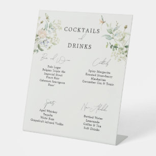 Vintage Rustic Wildflower Wedding Drinks Bar Pedestal Sign