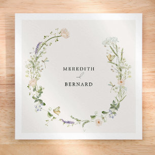 Vintage Rustic Wildflower Wedding Napkin