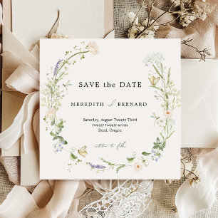 Vintage Rustic Wildflower Wedding Save The Date