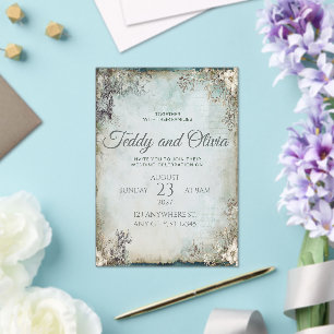 Vintage Rustic Windmill Floral Wedding Invitation