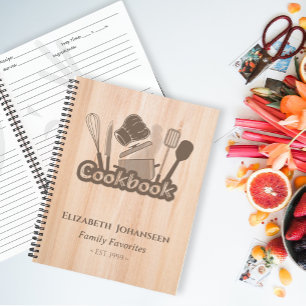 Vintage Rustic Wood Cuisine Brown Recette Livre de