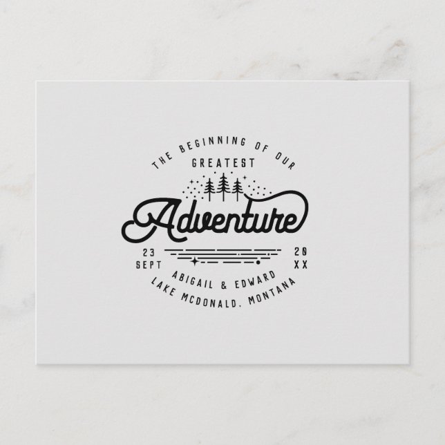 vintage rustic woodland save the date announcement postcard (Front)