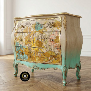 Vintage Rustic Yellow and Blue Floral Decoupage Tissue Paper