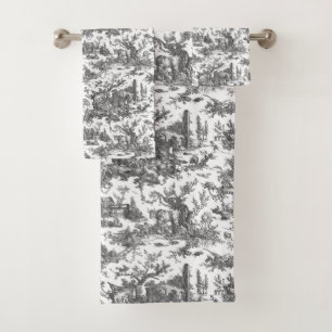 Vintage Rustique Ferme Français Toile-Noir & Blanc