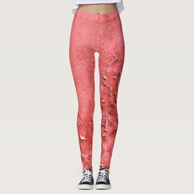 Vintage Rusty Iron Wall Texture Leggings (Front)