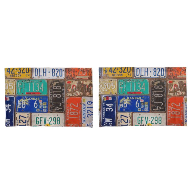 Vintage Rusty License Plates Pillowcase (Front-Set)