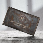 Vintage Rusty Metal Handyman Repair Contractor Business Card<br><div class="desc">Vintage Monogram Rusty Metal Background Steampunk Construction Business Cards.</div>