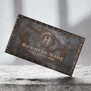Vintage Rusty Metal Handyman Repair Contractor Business Card
