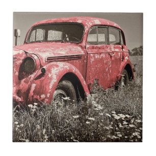 Vintage Rusty Red Truck Tile