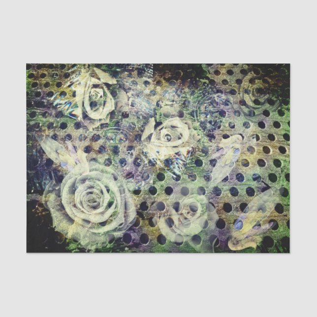 Vintage Rusty Rose & Angel Wing Tissue Paper (Front)