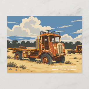 Vintage Rusty Truck Sturt Stony Desert Holiday Postcard