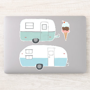 Vintage RV Trailer Camper Set of 3 Drawing Art