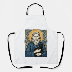 Vintage Sacred Cat Portrait Vector Shirt Design_1 Apron