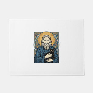 Vintage Sacred Cat Portrait Vector Shirt Design_1 Doormat