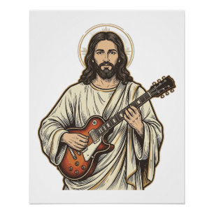 Vintage Sacred Guitarist Engraving Shirt Design_1 Poster