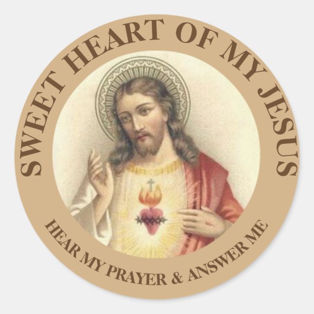 Vintage Sacred Heart of Jesus Classic Round Sticker (Front)