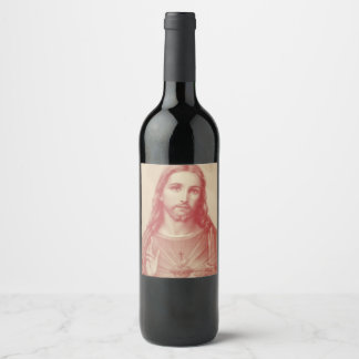 Vintage Sacred Heart of Jesus Latin Mass Wine Label