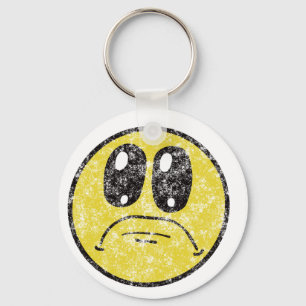 Vintage Sad Face Cartoon Keychain
