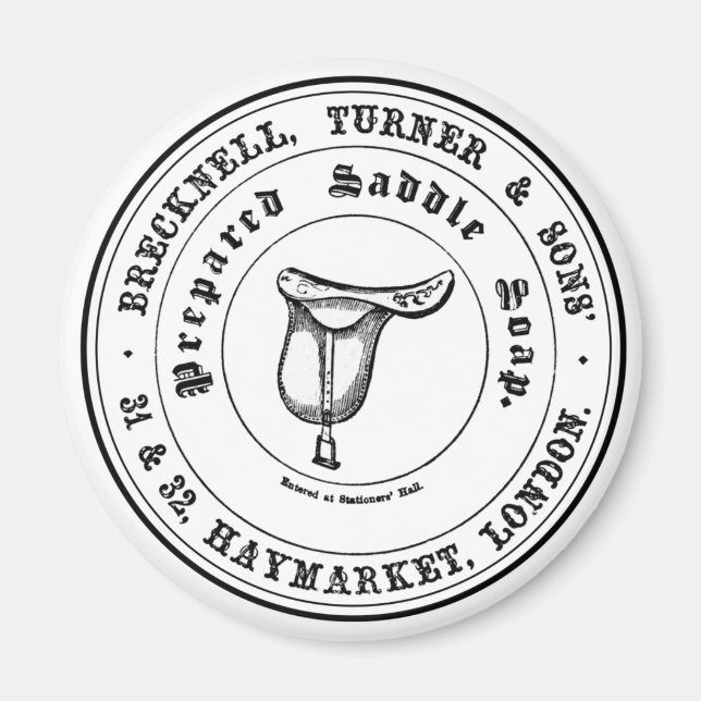 Vintage Saddle Soap Farmhouse Black & White Magnet (Front)