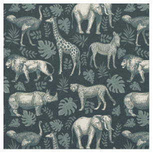 Vintage Safari African Animals Fabric