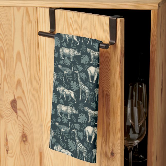 Vintage Safari African Animals  Kitchen Towel (Thirds Fold)
