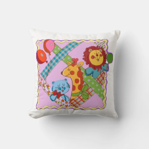 Vintage Safari Animals Throw Pillow